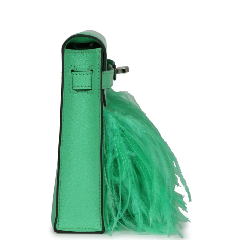 Hermès Hermès Kelly Elan Foile Vert Comics Chevre and Ostrich Feather PHW KEFVC 3