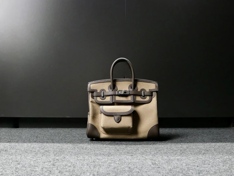 Hermès BIRKIN CARGO 25 VEAU SWIFT / TOILE MOUSSE / ECORCE PHW B25Cargo 5