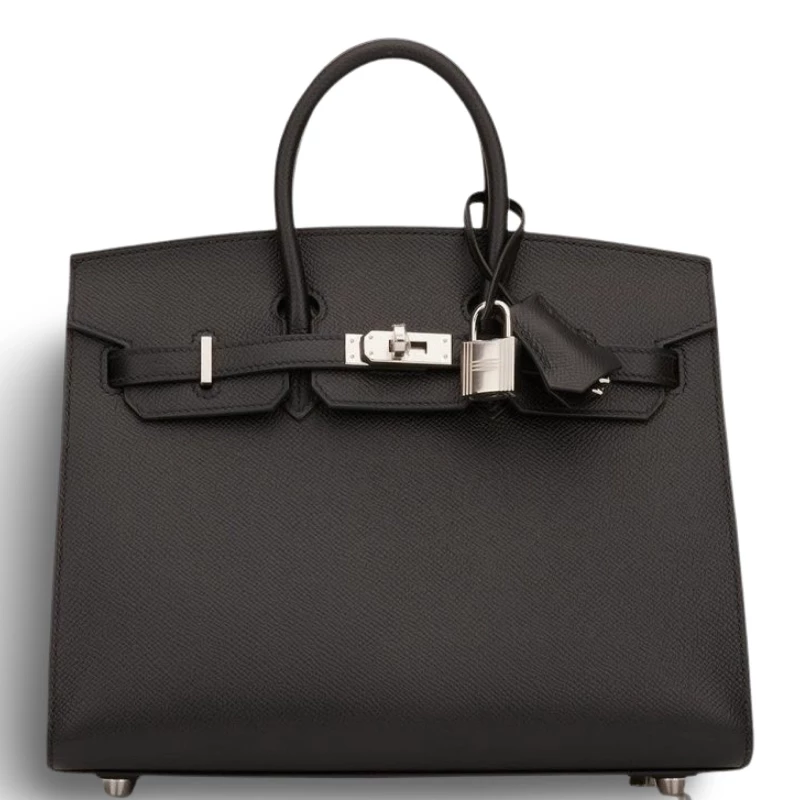 BIRKIN SELLIER 25 VEAU MADAME NOIR PHW