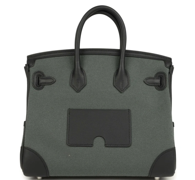 Hermès BIRKIN CARGO VERT MANGROVE TOILE GOELAND AND BLACK SWIFT PHW B25cargo 3