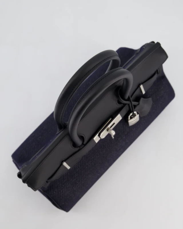 Hermès HERMÈS BIRKIN SHOULDER LIGHT 29 BAG IN BLEU INDIGO BLANC & NOIR TISSAGE JEAN PHW BS29BI 8