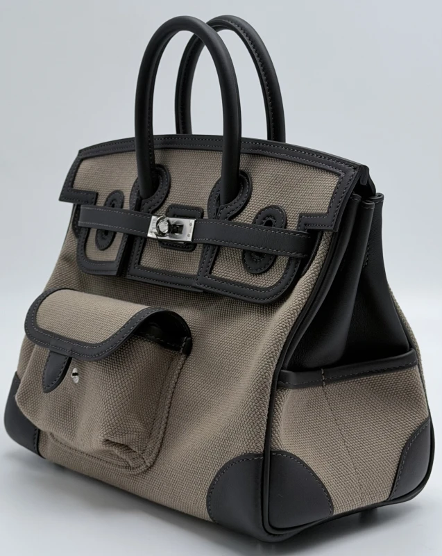 Hermès BIRKIN CARGO 25 VEAU SWIFT / TOILE MOUSSE / BAI-BRUN PHW B25Cargo 3