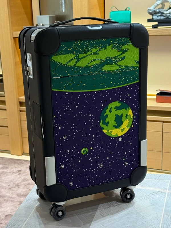 Hermès Limited Edition Bleu Nuit, Vert Vertigo, Vert Amande Canvas and Clemence Odyssey R.M.S. Rolling Mobility Suitcase Aluminum and Steel Hardware R. M. S Odyssey 3