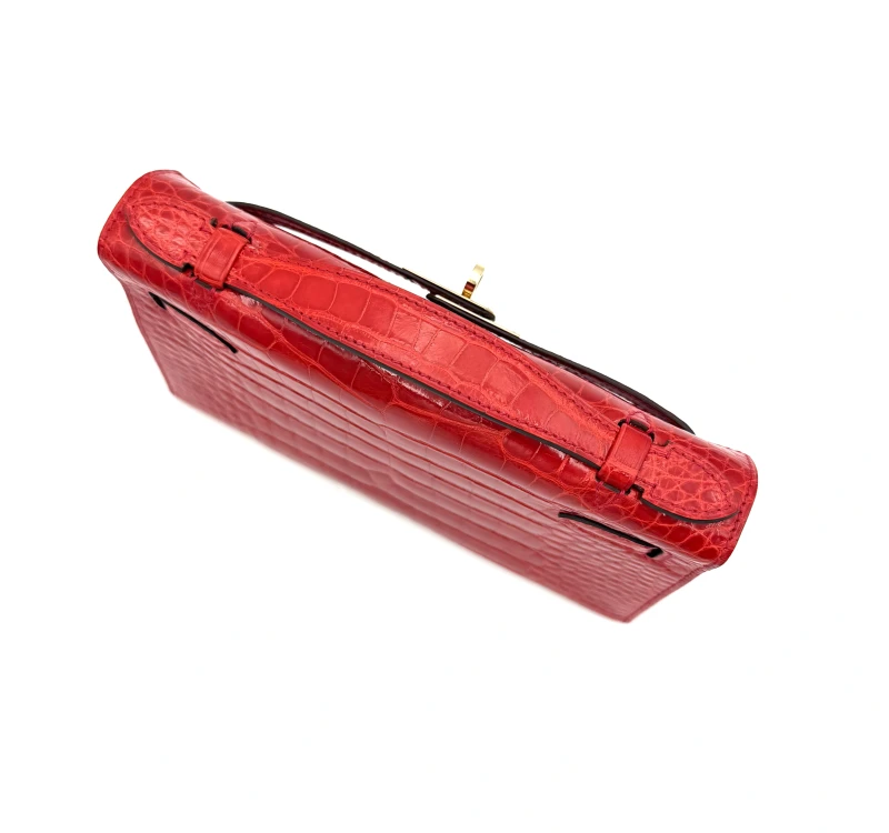Hermès KELLY POCHETTE CROCODILE SHINY BRAISE GHW KPCR 8