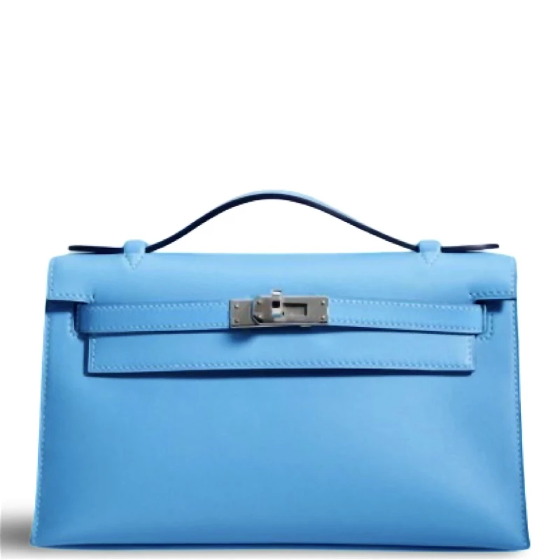 KELLY POCHETTE VEAU SWIFT BLEU CELESTE PHW