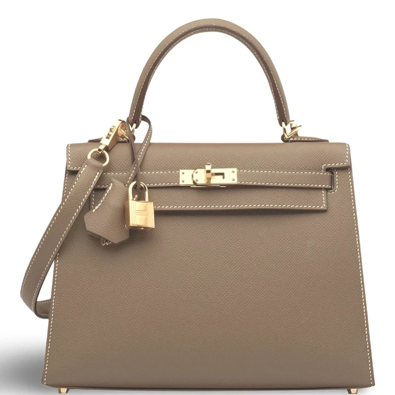 Hermès KELLY 25 VEAU EPSOM ETOUPE GHW K25EE 1