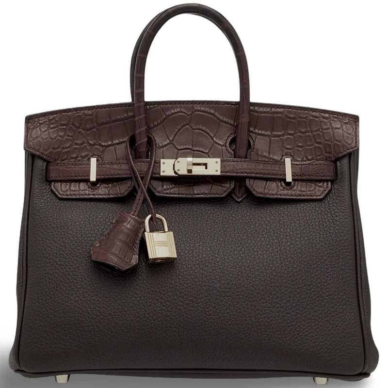 BIRKIN 25 TOUCH VEAU TOGO / ALLIGATOR MATTE ROUGE SELLIER PHW