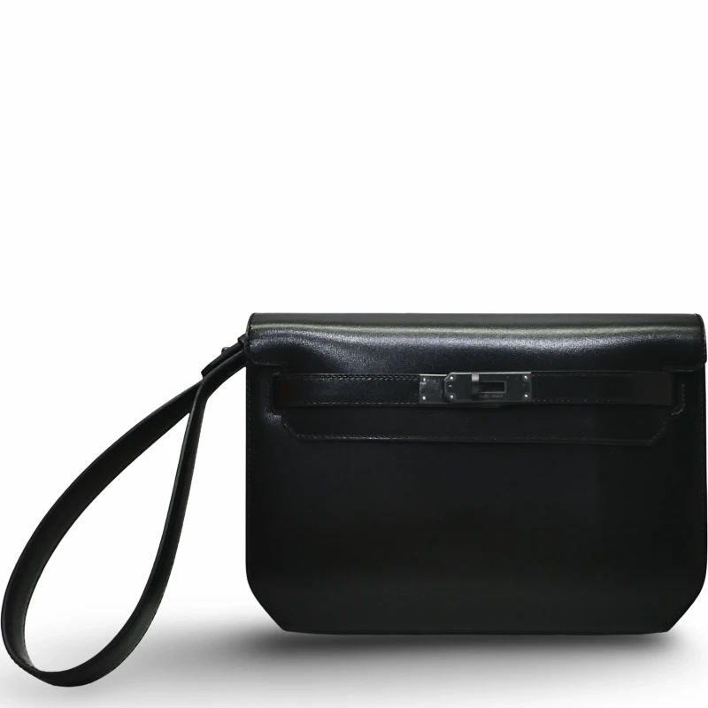 Hermès KELLY DEPECHES 25 TADELAKT NOIR NHW KD25MONOCHROME 1