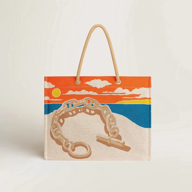 Hermès ESCALE A LA PLAGE BEACH BAG ACIER H103743M 01 4