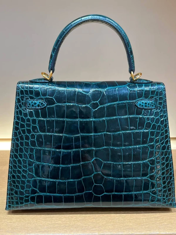 Hermès KELLY SELLIER 25 ALLIGATOR LISSE VERT CYPRESS GHW K25AVC 5
