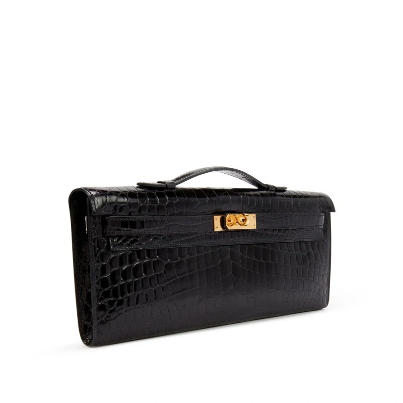 Hermès KELLY CUT SHINY CROCODILE NILOTICUS NOIR GHW KCUTCROCNILN 2