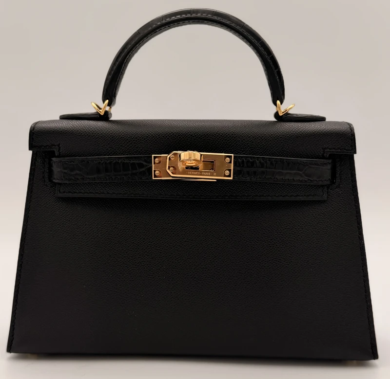Hermès KELLY 20 MINI EPSOM/ALLIGATOR MISSISSIPPIENSIS NOIR/NOIR GHW K20EAN 2