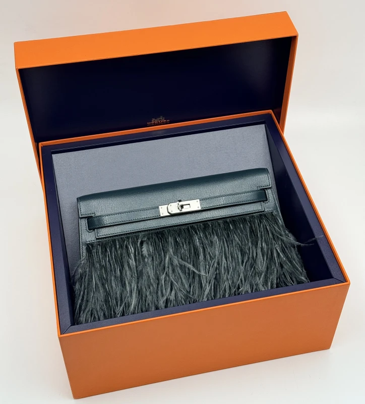 Hermès Kelly Elan Folie Vert Cypress Chèvre/ Vert Mangrove Feather PHW KEFVCVM 6