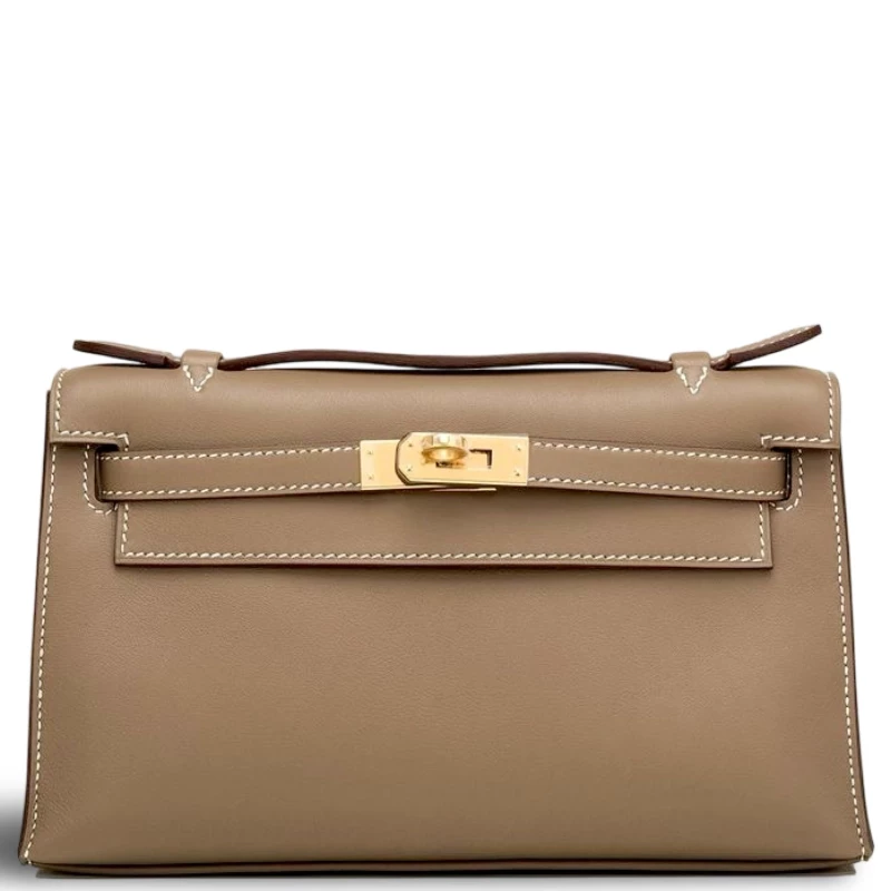 KELLY POCHETTE VEAU SWIFT ETOUPE GHW