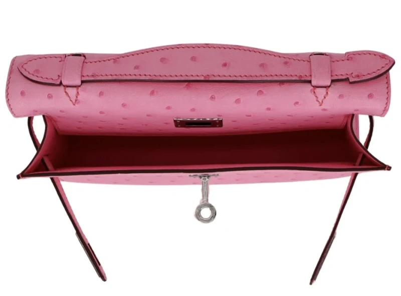 Hermès KELLY POCHETTE OSTRICH BUBBLEGUM PHW KPOB 7