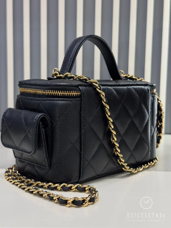 Chanel Vanity Clutch With Gold Chain Pockets Black ap3017b1364994305 3
