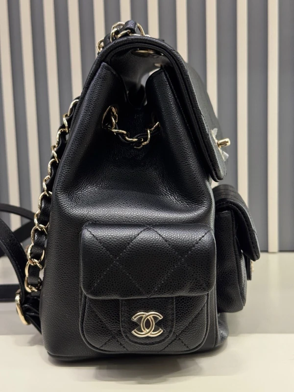 Chanel CAVIAR SKIN BLACK DUMA BACKPACK AS4398B 5