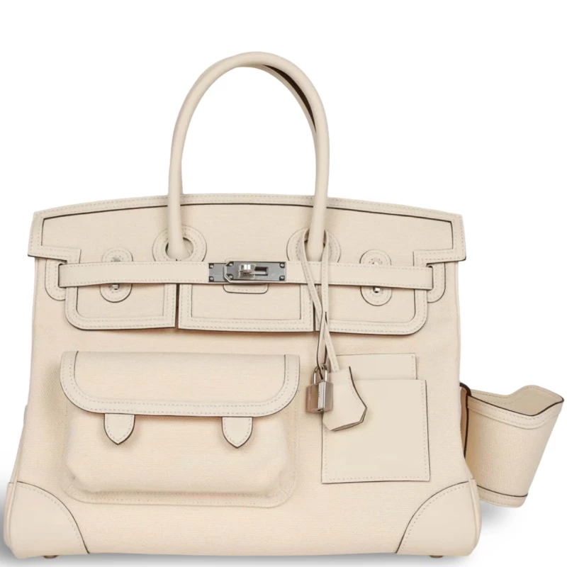 Hermès BIRKIN CARGO 35 VEAU SWIFT TOILE NATA PHW B35Cargo