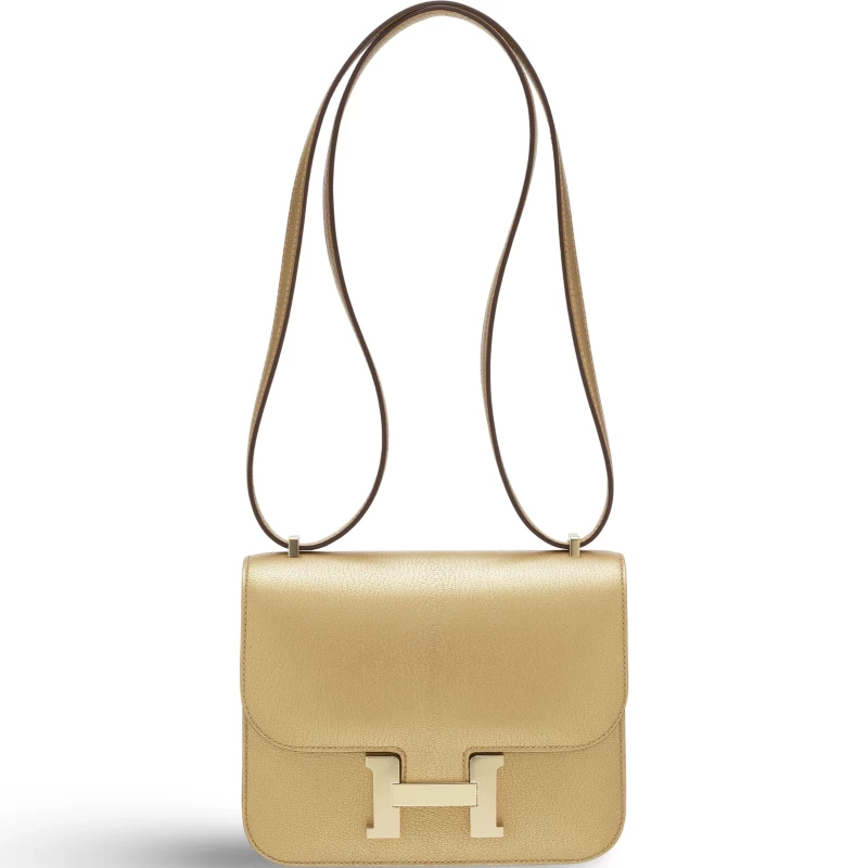 Hermès CONSTANCE 18 CHEVRE METALLIC D'ORE PHW C18CD