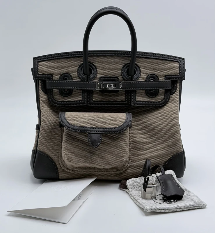 Hermès BIRKIN CARGO 25 VEAU SWIFT / TOILE MOUSSE / BAI-BRUN PHW B25Cargo 6
