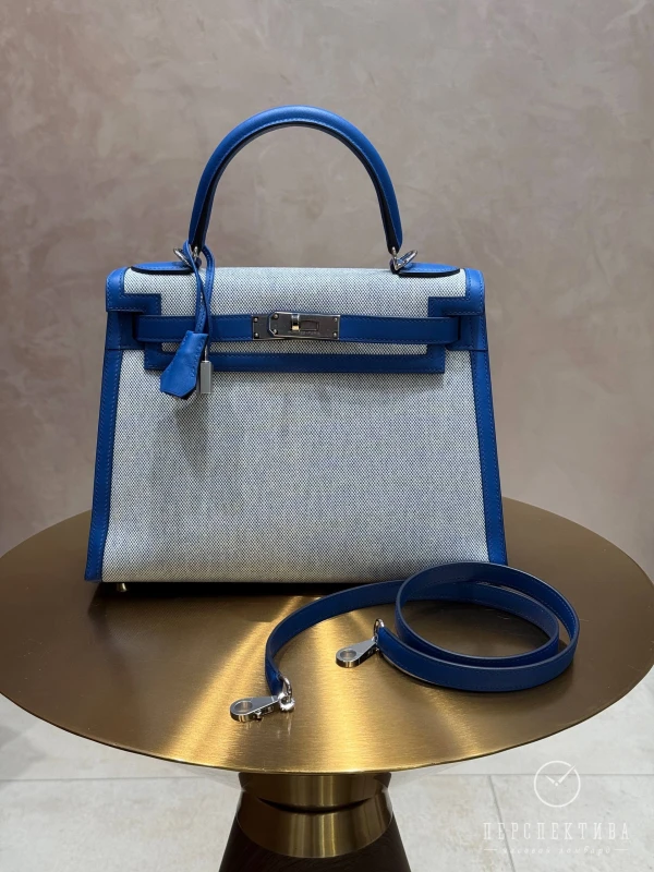 Hermès KELLY 28 VEAU SWIFT/TOILE PHW K28TSB 4