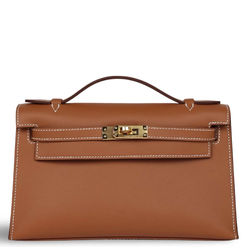 Hermès KELLY POCHETTE VEAU SWIFT GOLD GHW KPSG