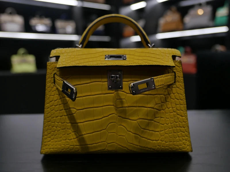 Hermès KELLY 20 MINI ALLIGATOR MATTE MIMOSA PHW K20AMM 7