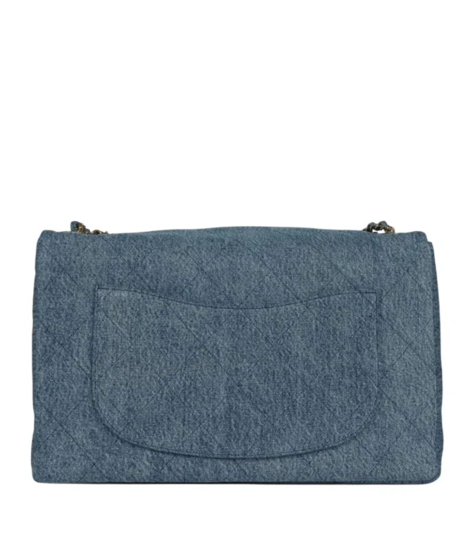 Chanel Maxi «Souplissimo» Large Flap Bag Blue Denim GHW Maxi Large Flap Bag 3