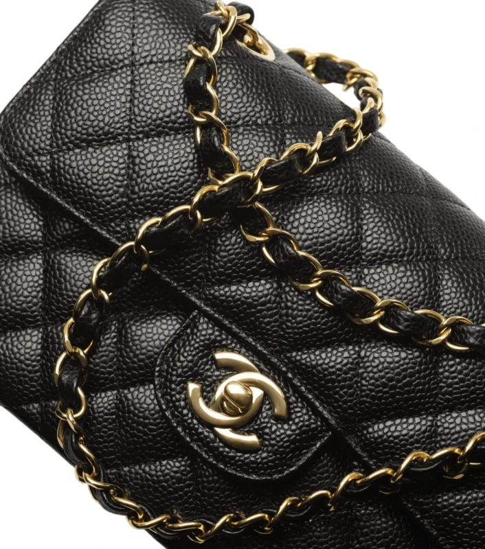 Chanel Small Classic Handbag Grained Calfskin Gold-Tone Metal Black A01113-Y01864-C3906 4