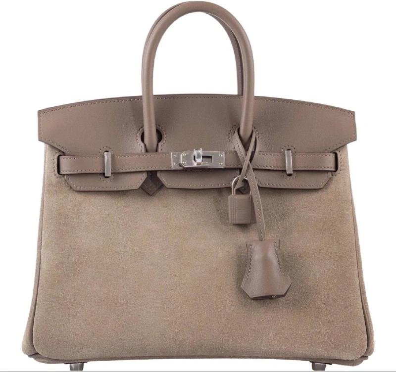 BIRKIN 25 VEAU GRIZZLY / VEAU SWIFT GRIS CAILLOU / ETOUPE PHW