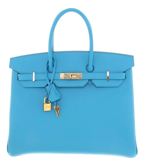 "Birkin Bag 35 Epsom Leather Bleu Zanzibar"
