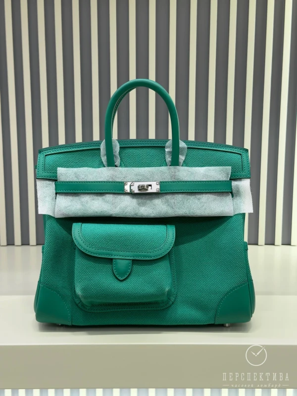 Hermès BIRKIN CARGO 25 VEAU SWIFT / CANVAS VERT VERTIGO PHW B25Cargo 7