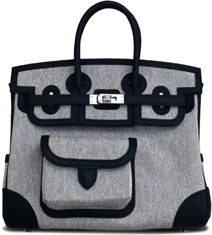 BIRKIN CARGO VERT MANGROVE TOILE GOELAND AND BLACK SWIFT PHW