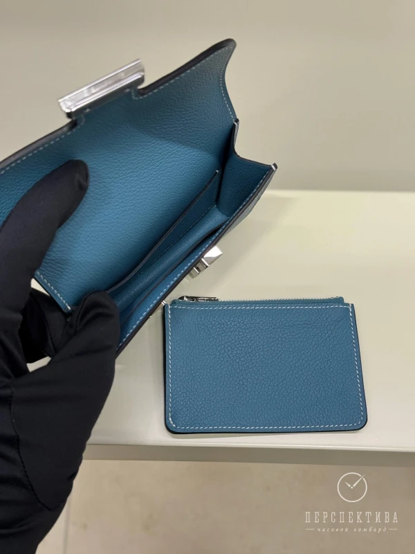 Hermès Constance Slim Wallet Evercolor Bleu Jean CSWBJ 5