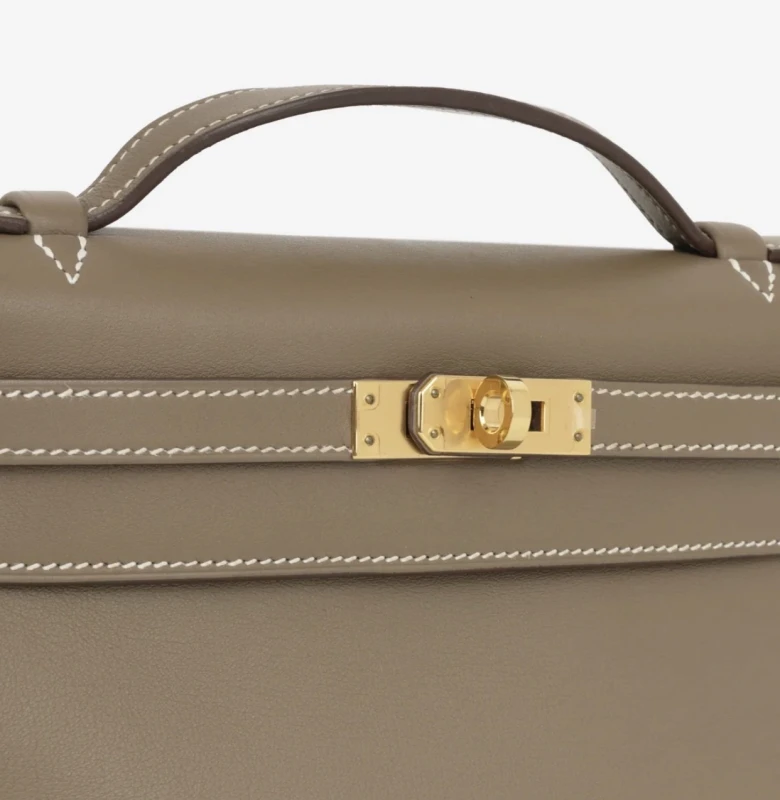 Hermès Kelly Pochette Veau Swift Etoupe GHW KPSP 7