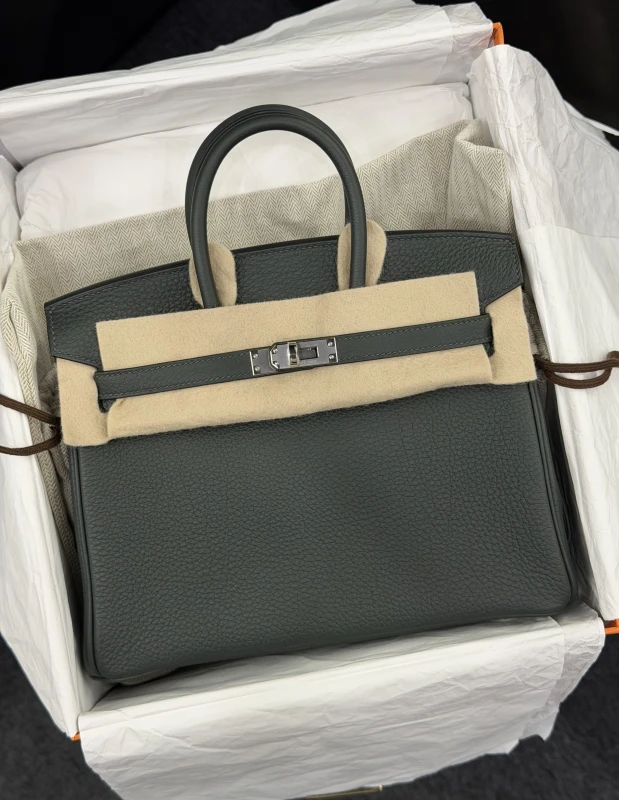 Hermès BIRKIN 25 VEAU TOGO NEW VERT FONCE PHW B25TNVF 8