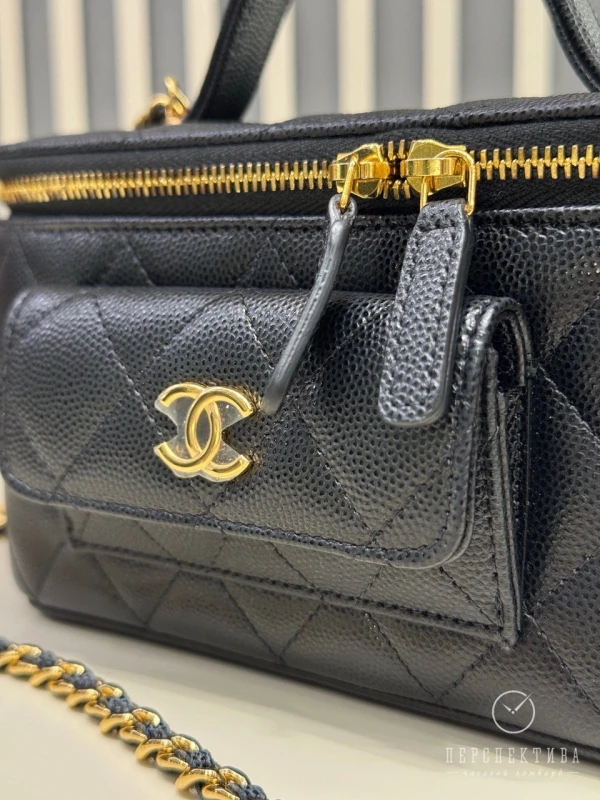 Chanel Vanity Clutch With Gold Chain Pockets Black ap3017b1364994305 5