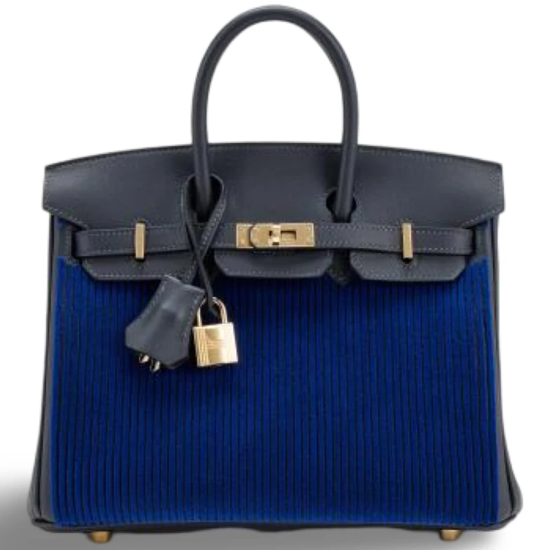 BIRKIN 25 COTE A COTE TUFFETAGE / VEAU SWIFT CABAN / BLEU SAPHIR PHW