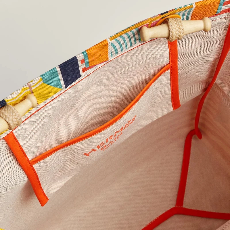 Hermès FROM MY WINDOW BEACH BAG ORANGE/GOLD/MARINE H103635M 01 6