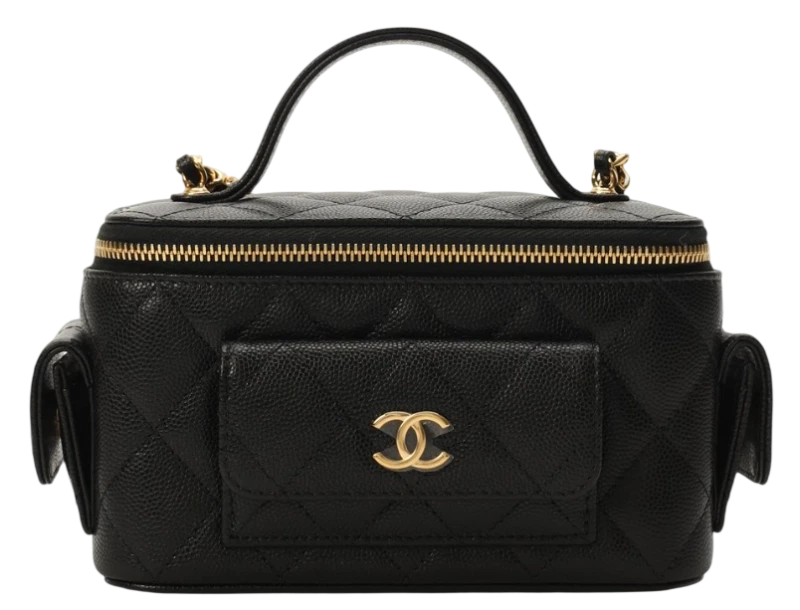 Vanity Clutch With Gold Chain Pockets Black