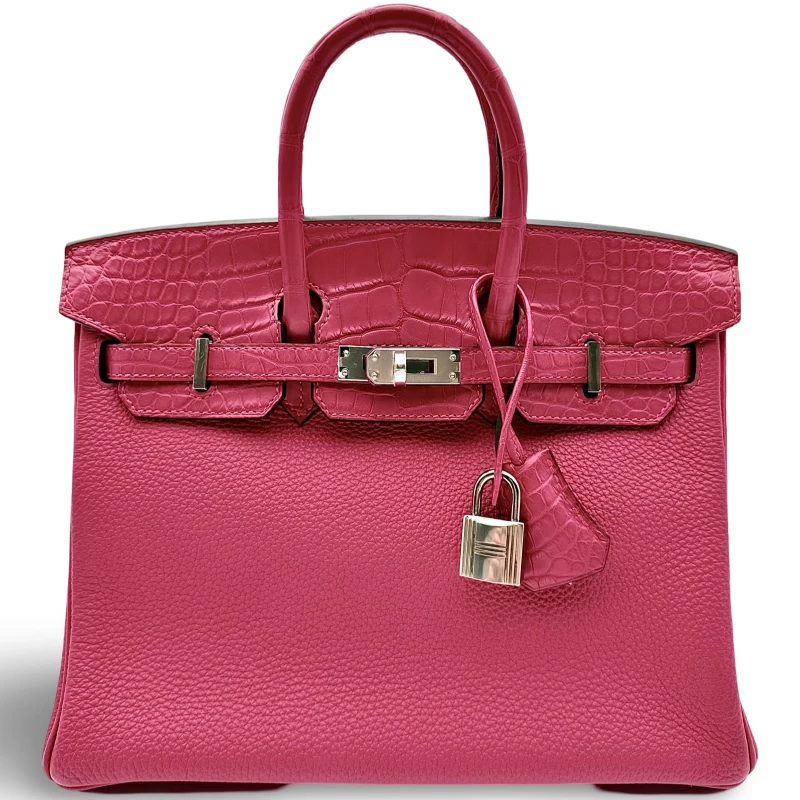 Hermès BIRKIN TOUCH 25 VEAU TOGO ALLIGATOR MATTE ROSE EXTREME PHW B25TOUCH