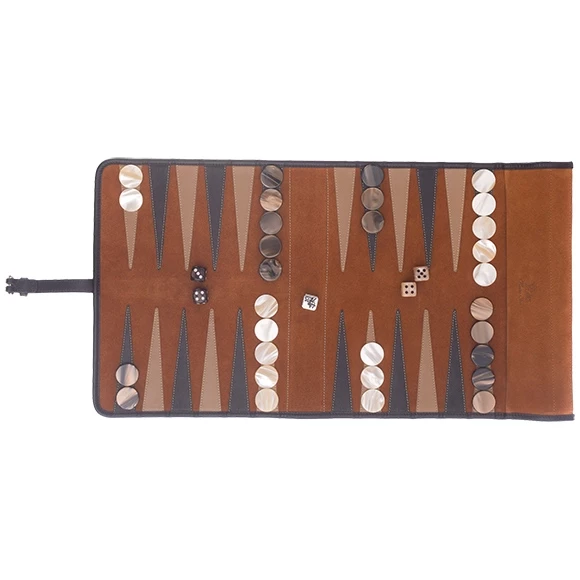 Travel backgammon set velvet leather - Victor