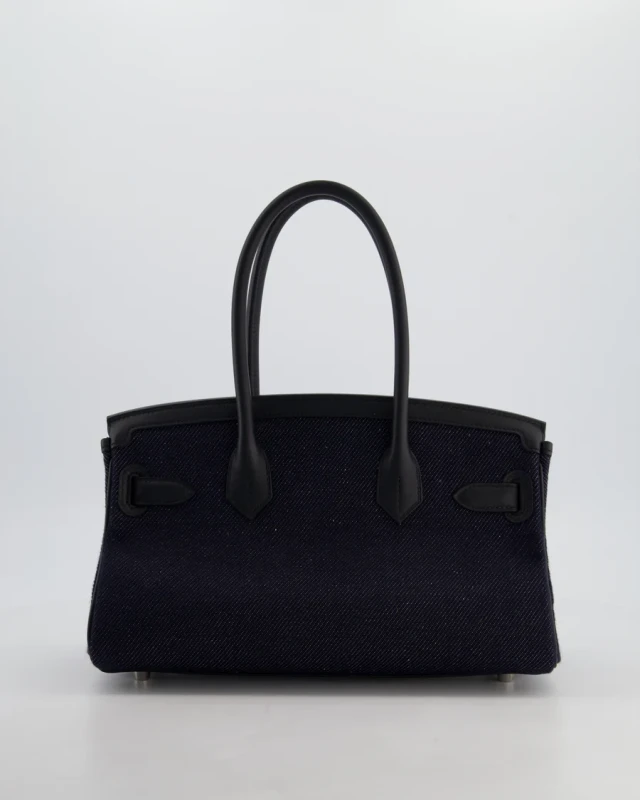 Hermès HERMÈS BIRKIN SHOULDER LIGHT 29 BAG IN BLEU INDIGO BLANC & NOIR TISSAGE JEAN PHW BS29BI 5