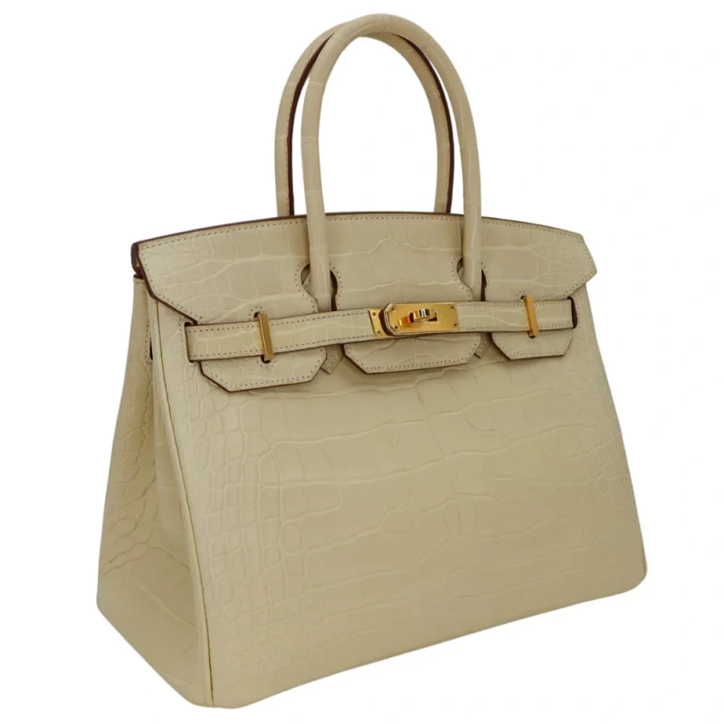 Hermès BIRKIN 30 ALLIGATOR MISSISSIPPIENSIS MATTE VANILLE  GHW B30CA 2