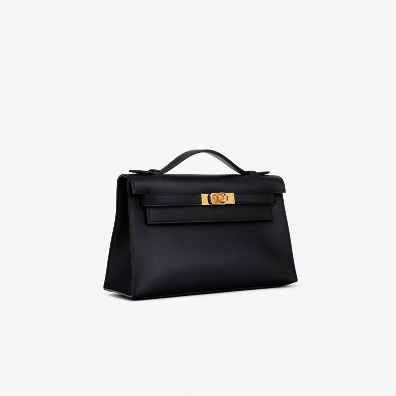 Hermès KELLY POCHETTE VEAU SWIFT NOIR GHW KPSN 3