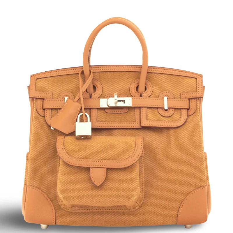 Hermès BIRKIN CARGO 25 VEAU SWIFT / CANVAS SESAME / DESERT PHW BC25CSD