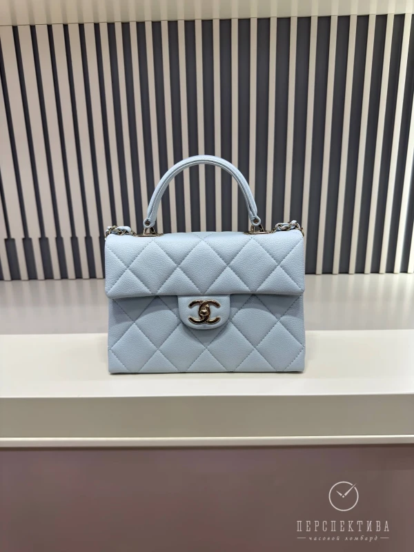 Chanel Blue Quilted Caviar Leather Mini Retro Twist Top Handle Bag CBQCLB 8