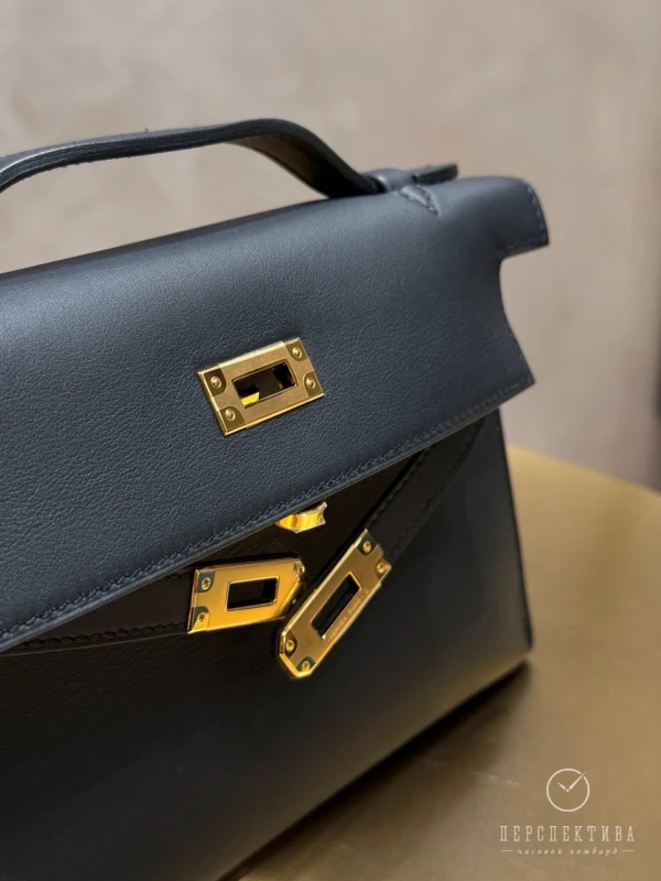 Hermès KELLY POCHETTE VEAU SWIFT NOIR GHW KPSN 3