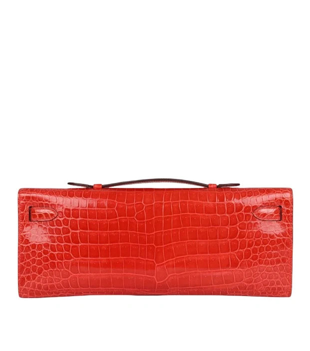 Hermès KELLY CUT ORANGE POPPY SHINY POROSUS CROCODILE GHW KellyCut 6