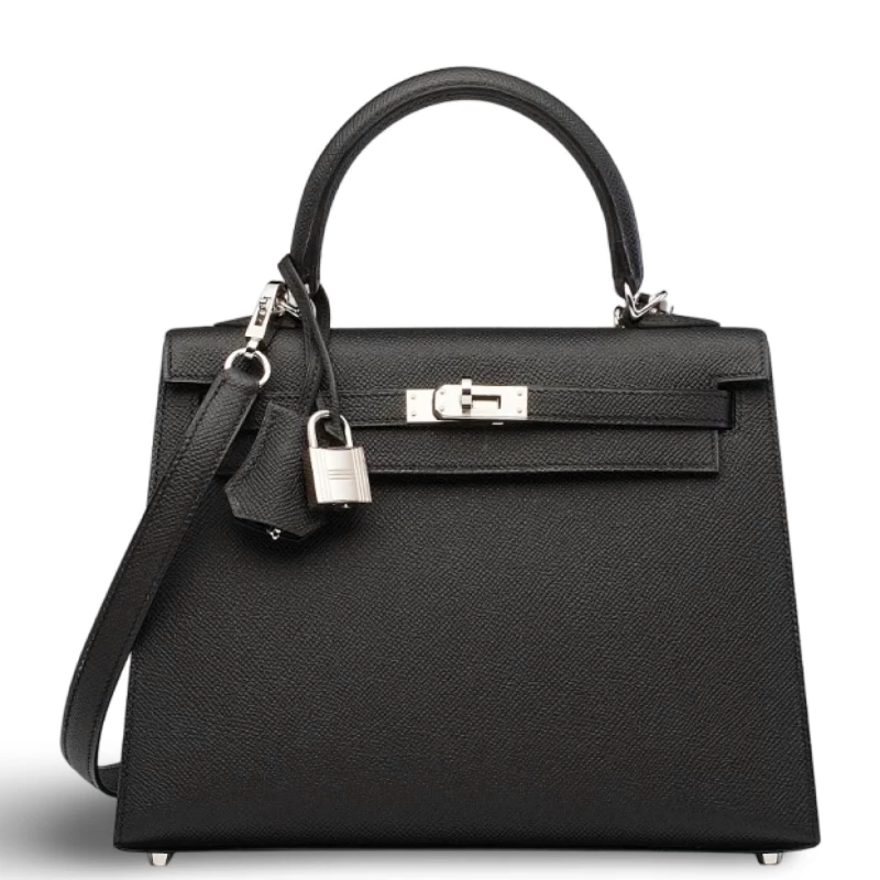 Hermès KELLY SELLIER 25 VEAU EPSOM NOIR PHW K25EN